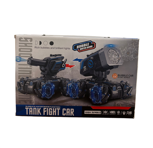 Carro control remoto con cañón burbujas y orbeez