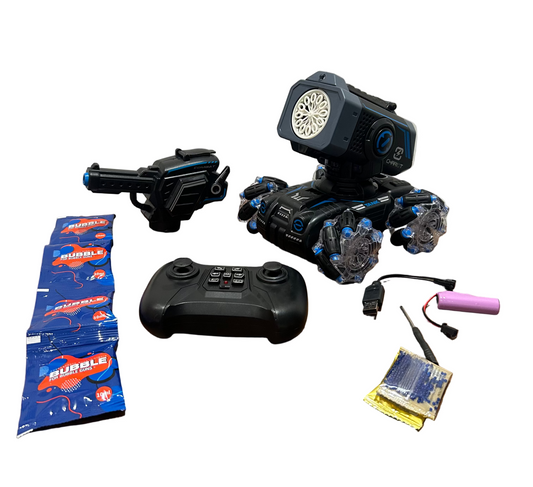 Carro control remoto con cañón burbujas y orbeez